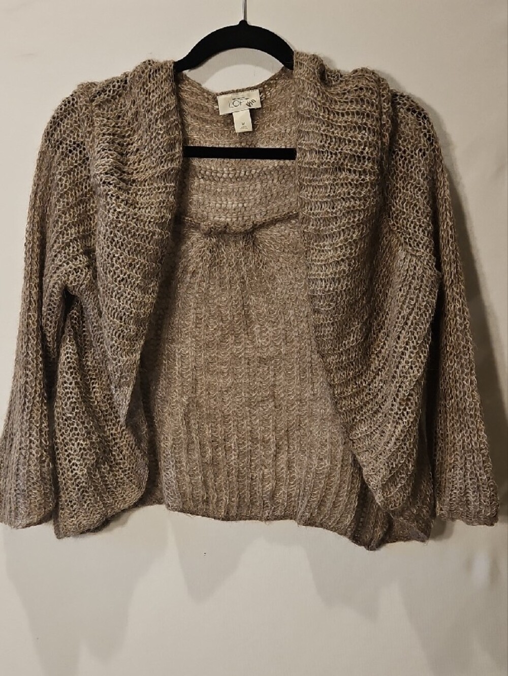 LOFT Delicate Loose Knit Open-Front Alpaca Blend Shawl Collar Cardigan 0174